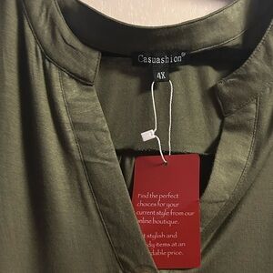 Casual Green Blouse - 4X